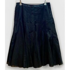Nue Options‎ Essentials Black 100% Cotton Pleated Boho Cottagecore Midi Skirt 6P